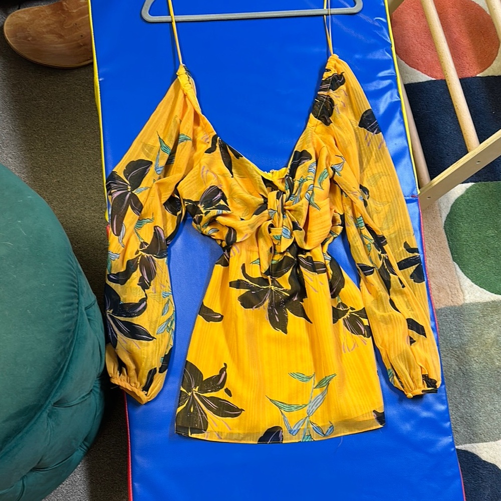 Floral Yellow Women's babydoll mini dress